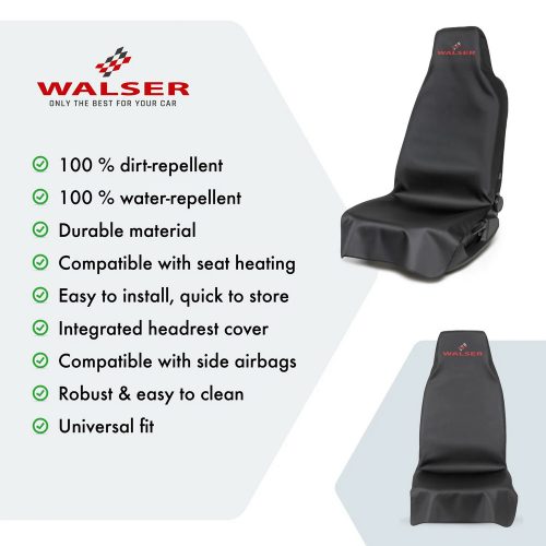 Ülésvédő huzat első ülésre 2 db PROTECTOR - fekete - WALSER