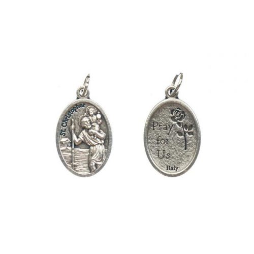 Szent Kristóf ezüst színű fém érem, 22 mm