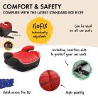 Gyerekülés magasító ISOFIX - ECE R 129 - ANDY - piros - WALSER