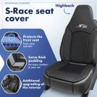 Ülésvédő S-RACE - HIGHBACK SEAT - fekete - WALSER