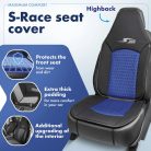 Ülésvédő S-RACE - HIGHBACK SEAT - kék-fekete - WALSER