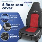 Ülésvédő S-RACE - HIGHBACK SEAT - piros-fekete - WALSER