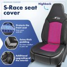 Ülésvédő S-RACE - HIGHBACK SEAT - pink-fekete - WALSER