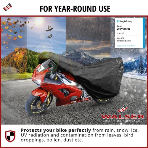 Motortakaró ponyva PREMIUM - SPORT - M méret - 215x95x120 cm fekete - WALSER