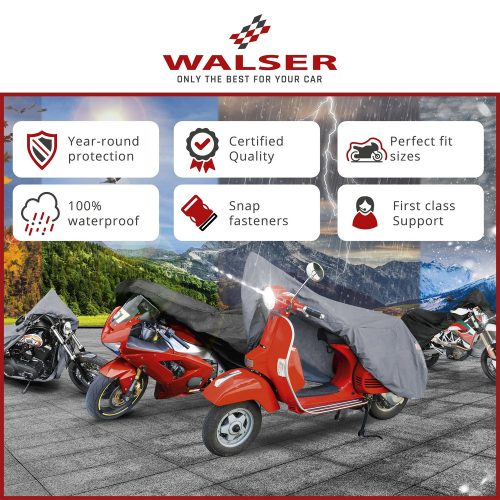 Motortakaró ponyva PREMIUM - SPORT - M méret - 215x95x120 cm fekete - WALSER