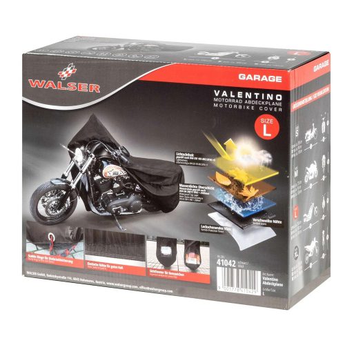 Motortakaró ponyva PREMIUM - CHOPPER - L méret - 250x100x130 cm fekete - WALSER