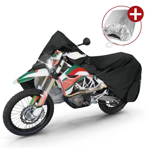 Motortakaró ponyva PREMIUM - ENDURO - XL méret - 255x110x135 cm fekete - WALSER