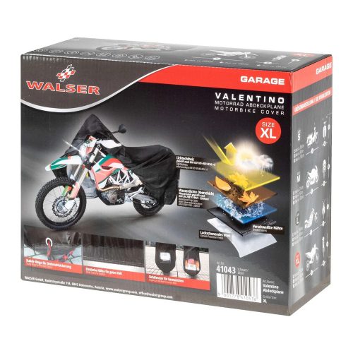 Motortakaró ponyva PREMIUM - ENDURO - XL méret - 255x110x135 cm fekete - WALSER