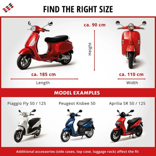 Motortakaró ponyva PREMIUM - SCOOTER - S méret - 185x90x100 cm szürke - WALSER