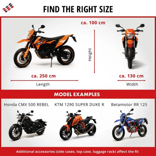 Motortakaró ponyva PREMIUM - CHOPPER - L méret - 250x100x130 cm szürke - WALSER