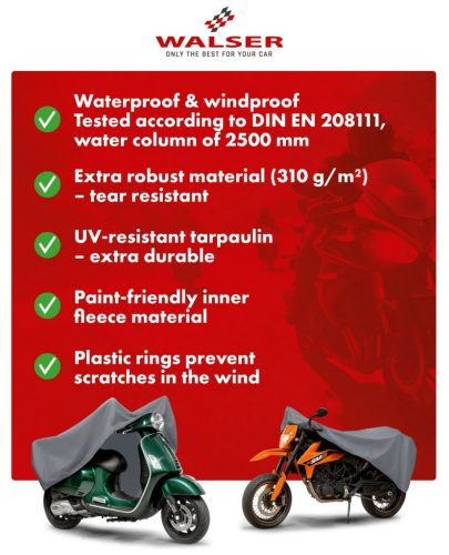 Motortakaró ponyva PREMIUM - ENDURO - XL méret - 255x110x135 cm szürke - WALSER