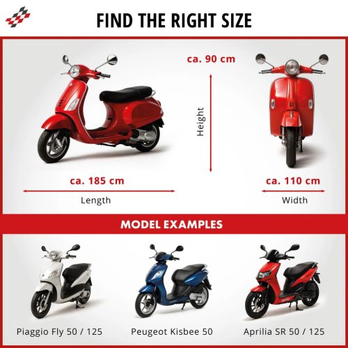 Motortakaró ponyva BASIC - SCOOTER - S méret - 185x90x100 cm ezüst - WALSER