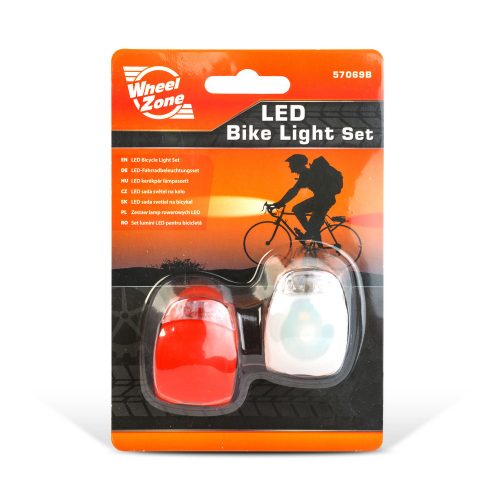 LED-es kerékpár lámpa szett TPE borítással, 2 db-os - WHEELZONE