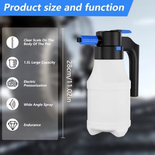 Elektromos szórófejes flakon 1,5 l - 2.0 bar - akkus, 5 V USB Type-C - 4CARS